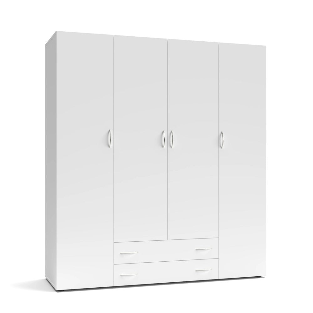 Armadio 4 ante e 2 cassetti Seba4 160x51,6x177h colore bianco
