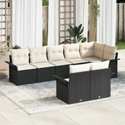 Set Divano da Giardino con archiviazione 8 pcs Nero polyrattan 3354076