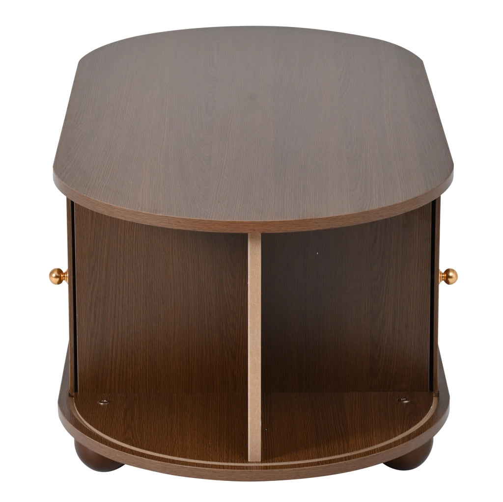 Tavolino da caff猫 100x50x40 cm; design ovale salvaspazio con ampia capacit脿; MDF color noce