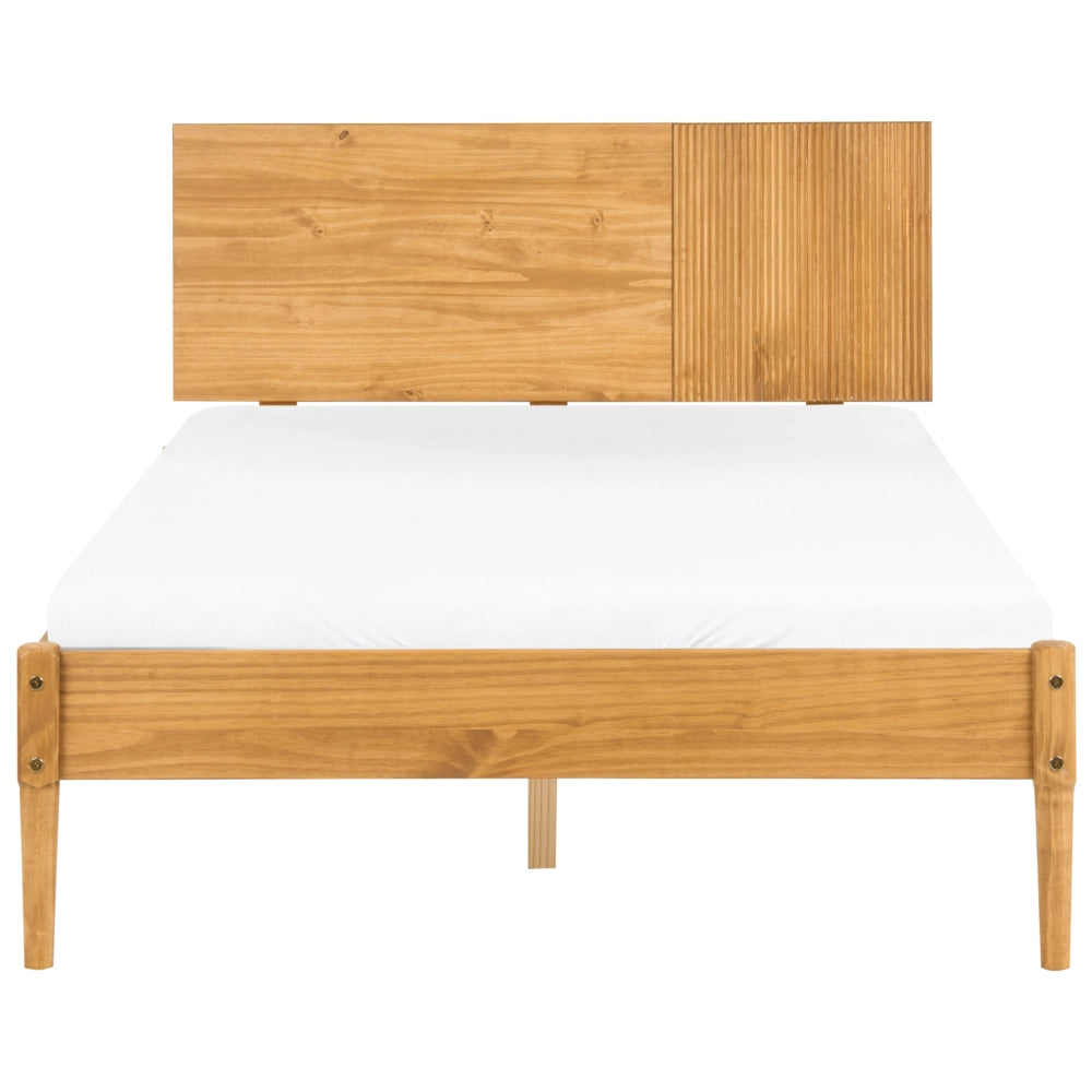 Set da camera da letto in legno di pino con letto matrimoniale 2 comodini e cassettiera a 6 cassetti 120 x 200 cm marrone chiaro stile scandinavo