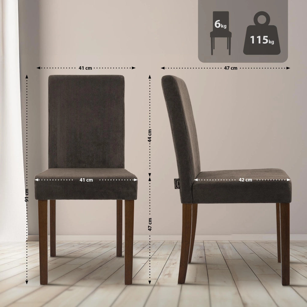 Set di 2 sedie per sala da pranzo Ina Cord anticate scure 3