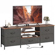 Mobile TV con 5 cassetti e stazione di ricarica ¨C zephmum ¨C marrone 140x30x50cm