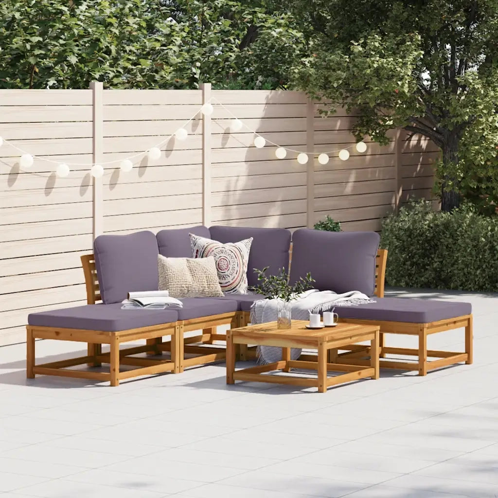 Set Salotto da Giardino 6 pz con Cuscini in Massello di Acacia 3214306