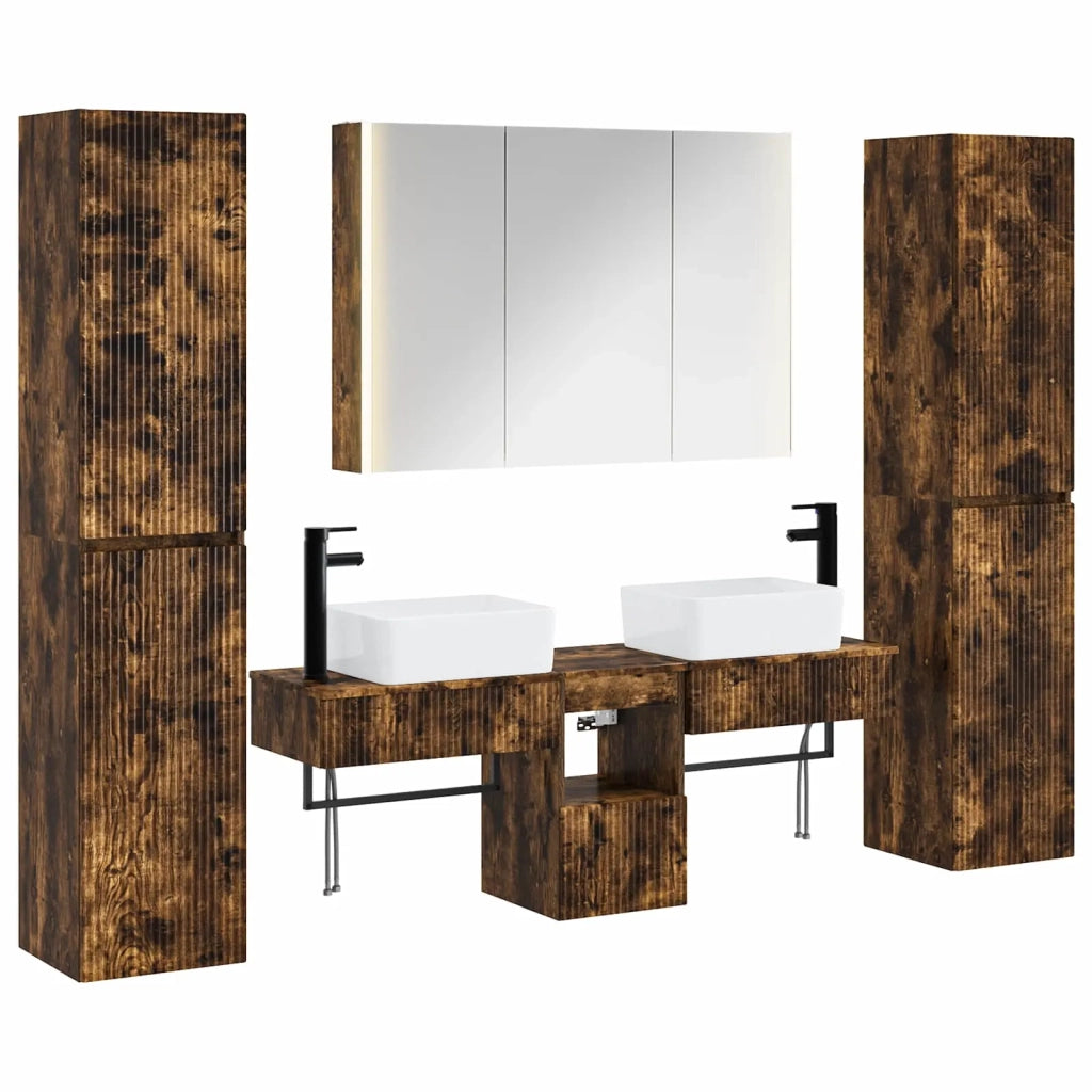 Set di mobili per il bagno 6 pcs Rovere Fumo 3407203