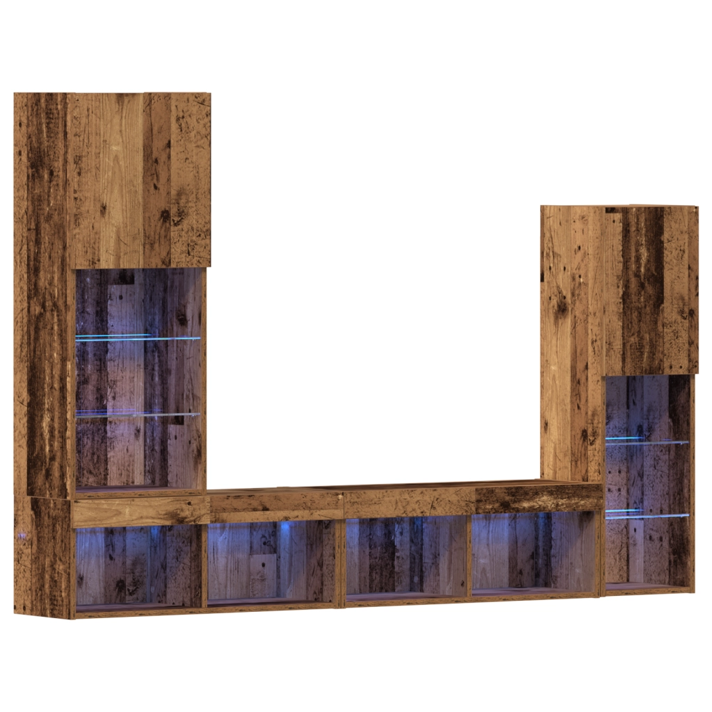 Mobile TV  con luci LED Legno invecchiato 40.5x30x102 cm