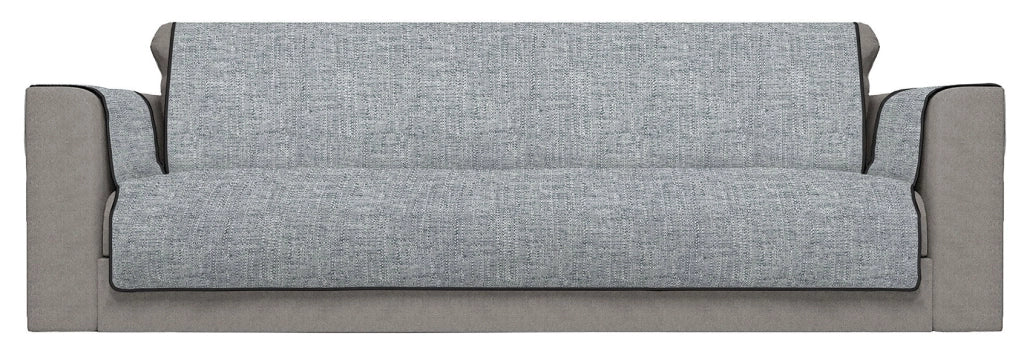 Copridivano con Copri Braccioli Seduta 60 cm in Poliestere Grigio Scuro
