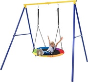 Struttura per altalena singola, resistente alle intemperie, per altalena per bambini, struttura a dondolo da giardino, portata fino a 150 kg, colore giallo e blu