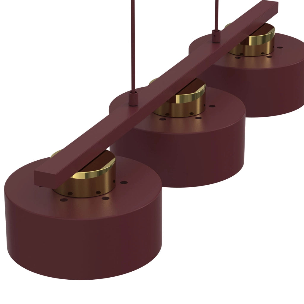 Lampada sospesa Marti 3xE27 bordeaux oro Luminex