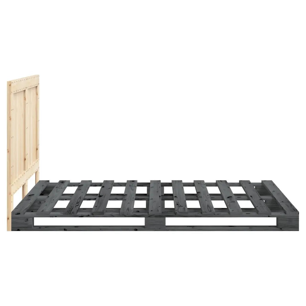 Giroletto con Testiera Grigio 140x200 cm Legno Massello di Pino 3281546