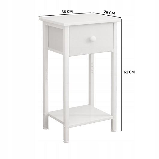 Comò, cassettiera, comodino, cassettiera con cassetto e ripiano, bianco, per camera da letto o soggiorno, 38 cm