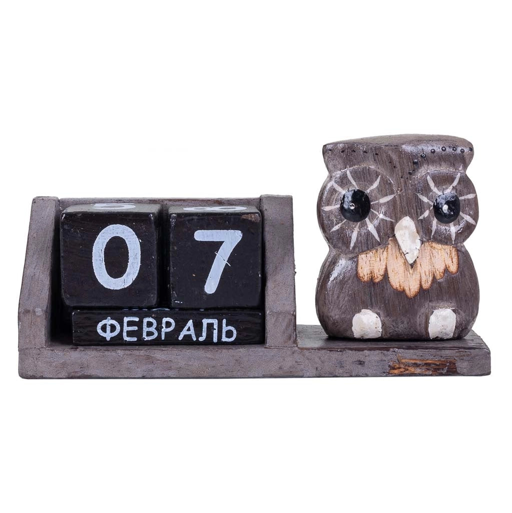 Calendario in legno marrone 13x4x6h