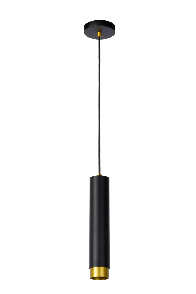 Lampada a sospensione tubo nera oro FLORIS Lucide GU10
