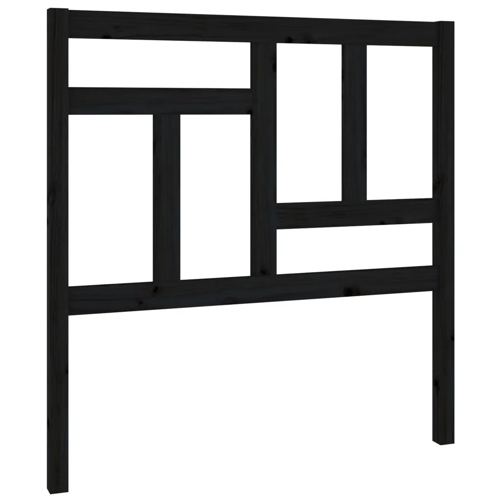 Testiera per Letto Nera 95,5x4x100 cm in Legno Massello di Pino 818954