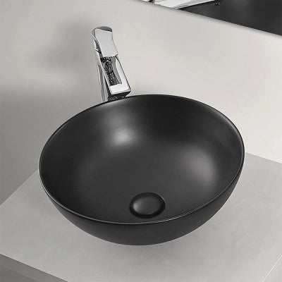 Lavamani da appoggio a bacinella 40 cm in ceramica nero opaco