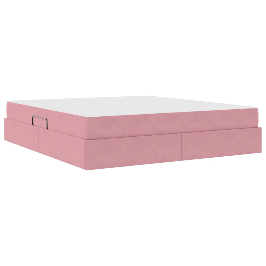 Letto con contenitore e materasso Rosa 180 x 200 cm Velluto