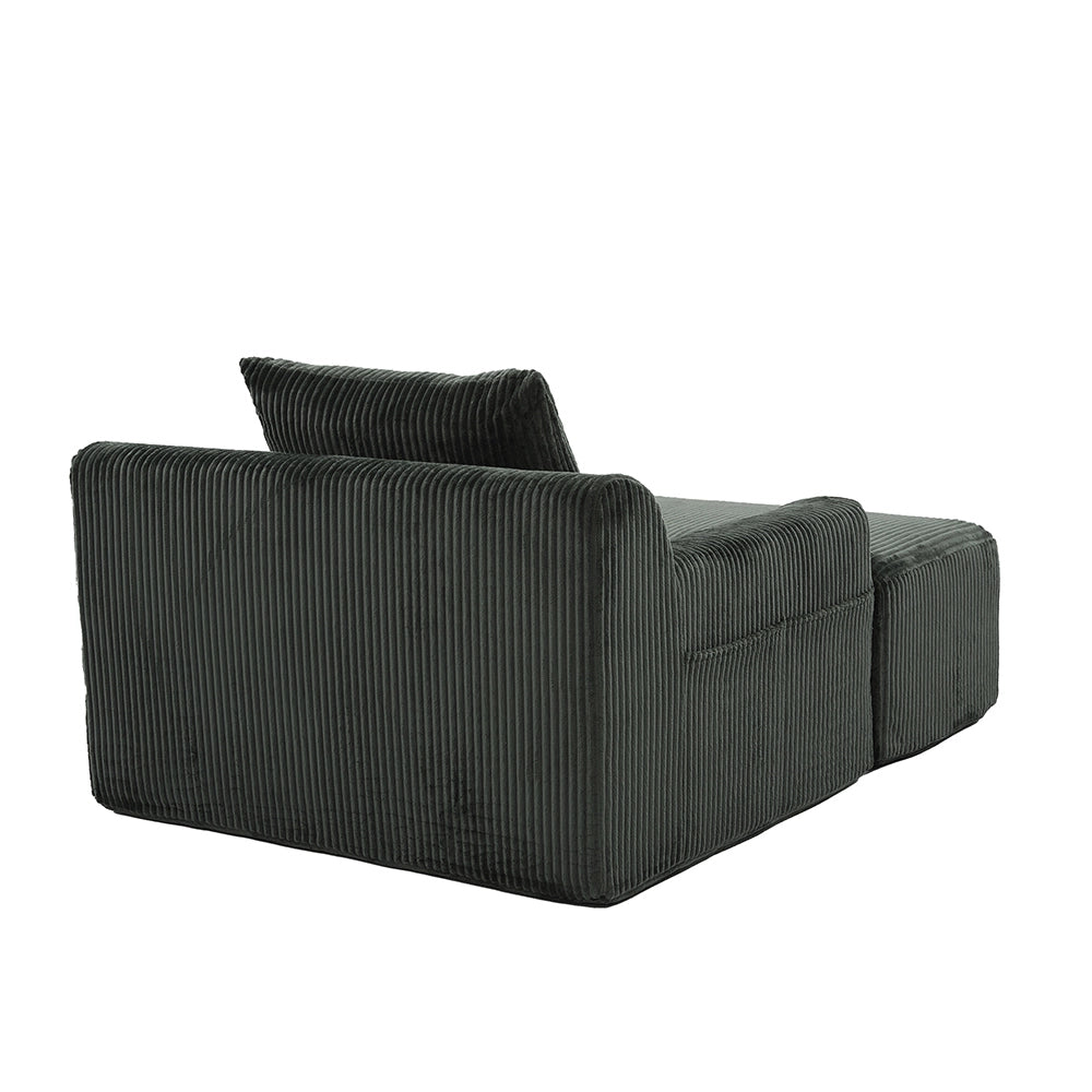 Poltrona oversize - Xylo - Velluto costato con tasche laterali, pouf e nessun assemblaggio