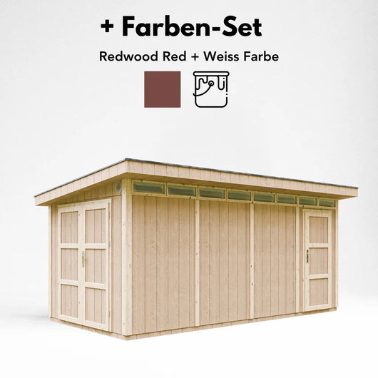 Casetta da Giardino di QUALITÃ€ PREMIUM 8.52+2.95mq-L530xW279cm - TIMBELA M905C-REDWOOD RED