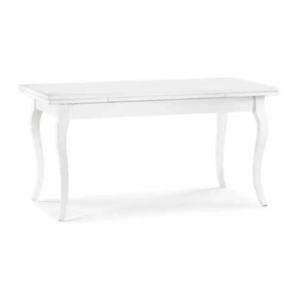 Tavolo da pranzo allungabile fino 240 cm in legno massello e mdf con rifinitura in bianco 160x85x78 H chiuso