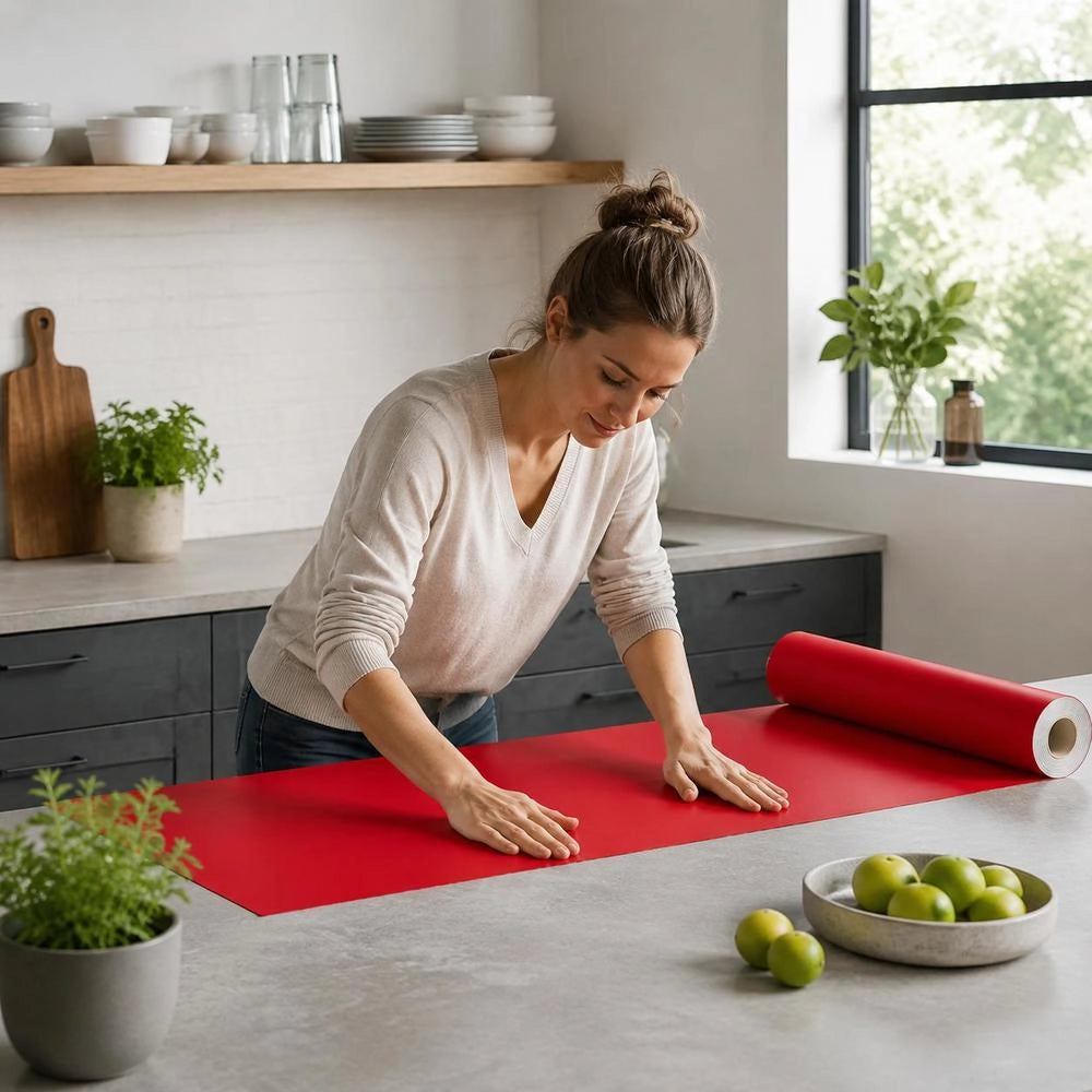 Self-adhesive Furniture Foil, Red, 500 X 90 Cm, PVC