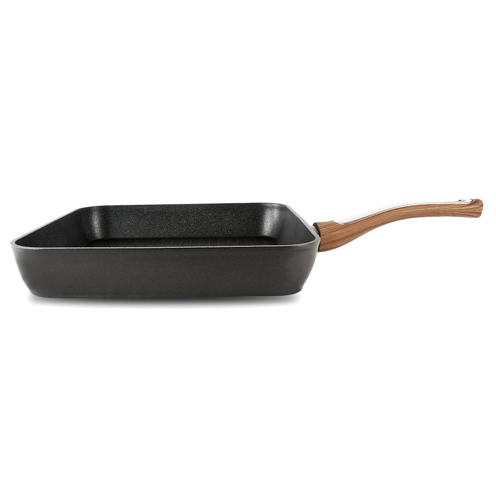 Bistecchiera Elegance Wood 26x26 cm doppio fondo acciaio inox, manico Soft touch
