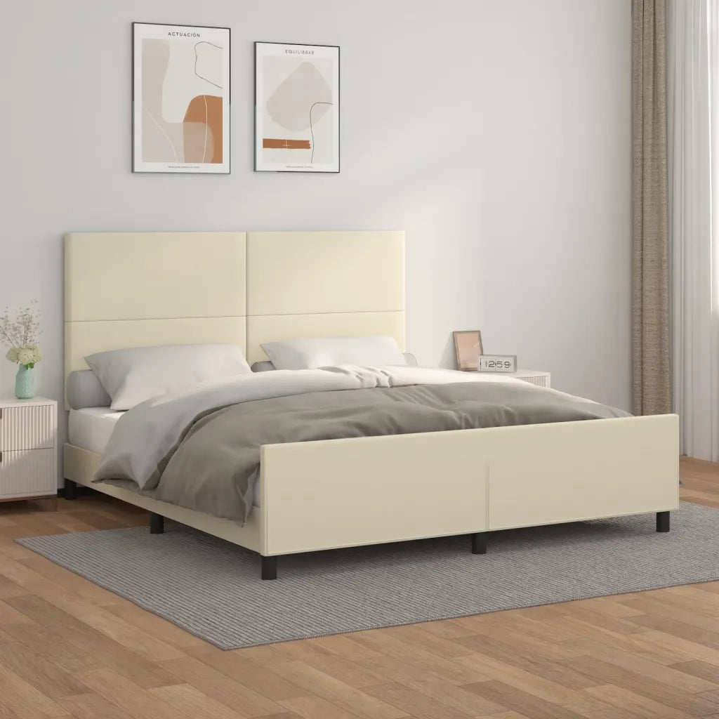 Giroletto con Testiera Crema 160x200 cm in Similpelle 3125459