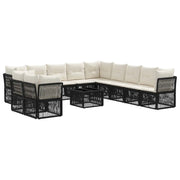 Set Divano da Giardino 12 pcs Nero polyrattan