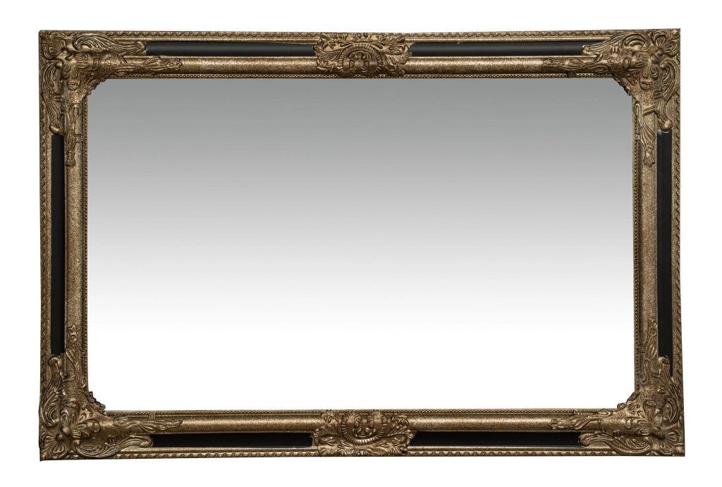 Biscottini Specchio Specchiera Impero da parete e appendere verticale/orizzontale L60xPR4xH90 cm finitura argento e nero anticato