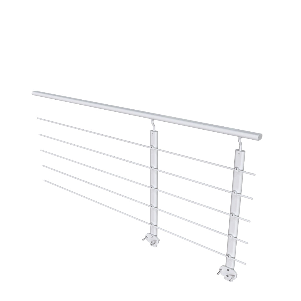 Ringhiera Balaustra in Alluminio Argento Opaco 200x100cm a Fissaggio a Parete, con supporto di collegamento a Parete