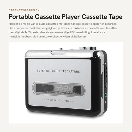 Ripristina cassette portatile - Convertitore cassette in MP3 - Facile da utilizzare - Connetti tramite USB - File digitali - Adatto per...