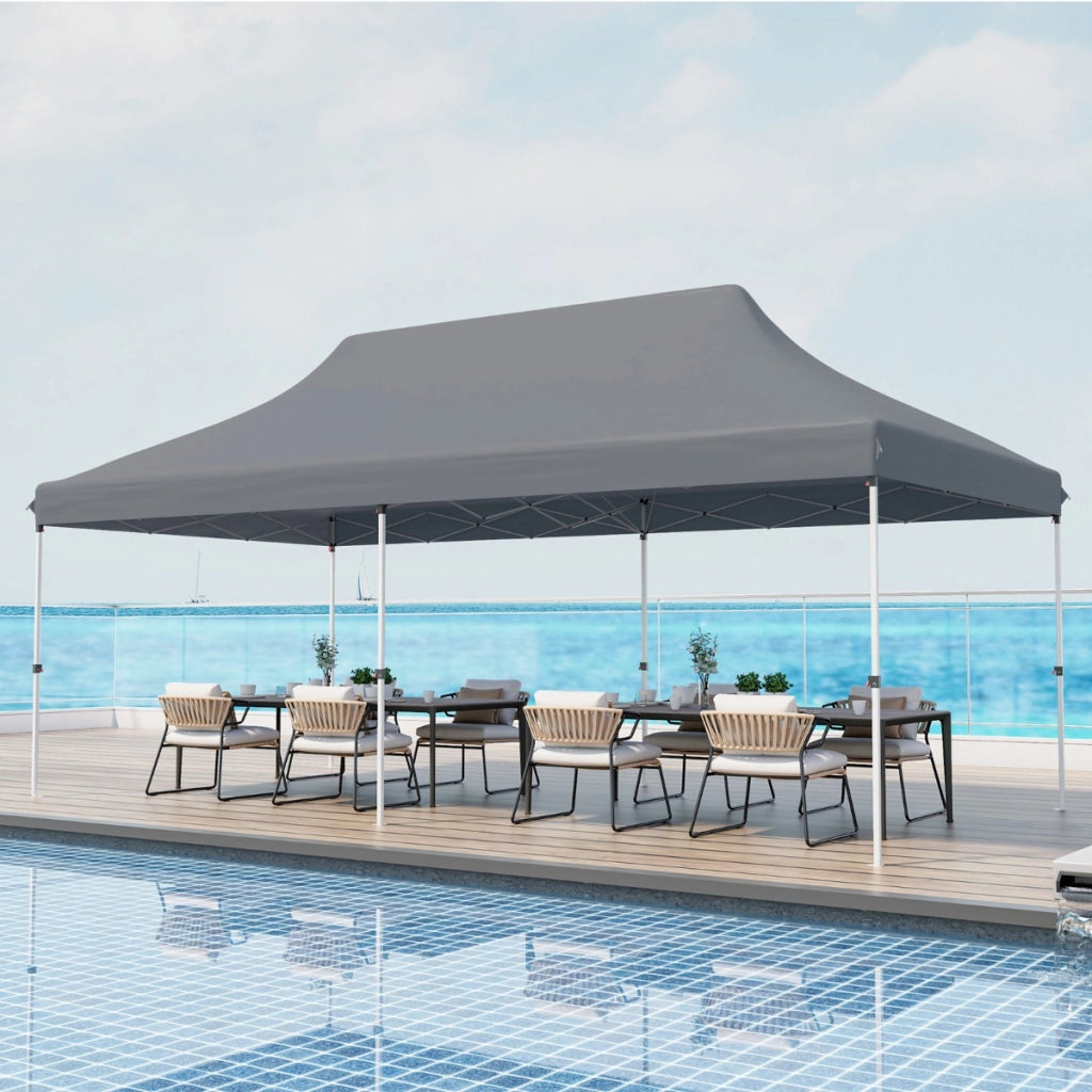 Tenda a scomparsa 3x6m pieghevole impermeabile con borsa per trasporto, Tenda per festa con protezione solare Grigio-Gazebo