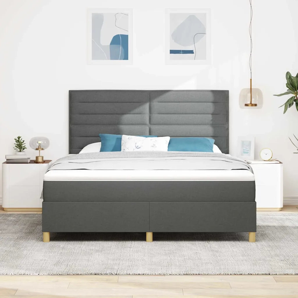 Letto a Sorgente LED Grigio scuro 180 x 200 cm Tessuto 3343041
