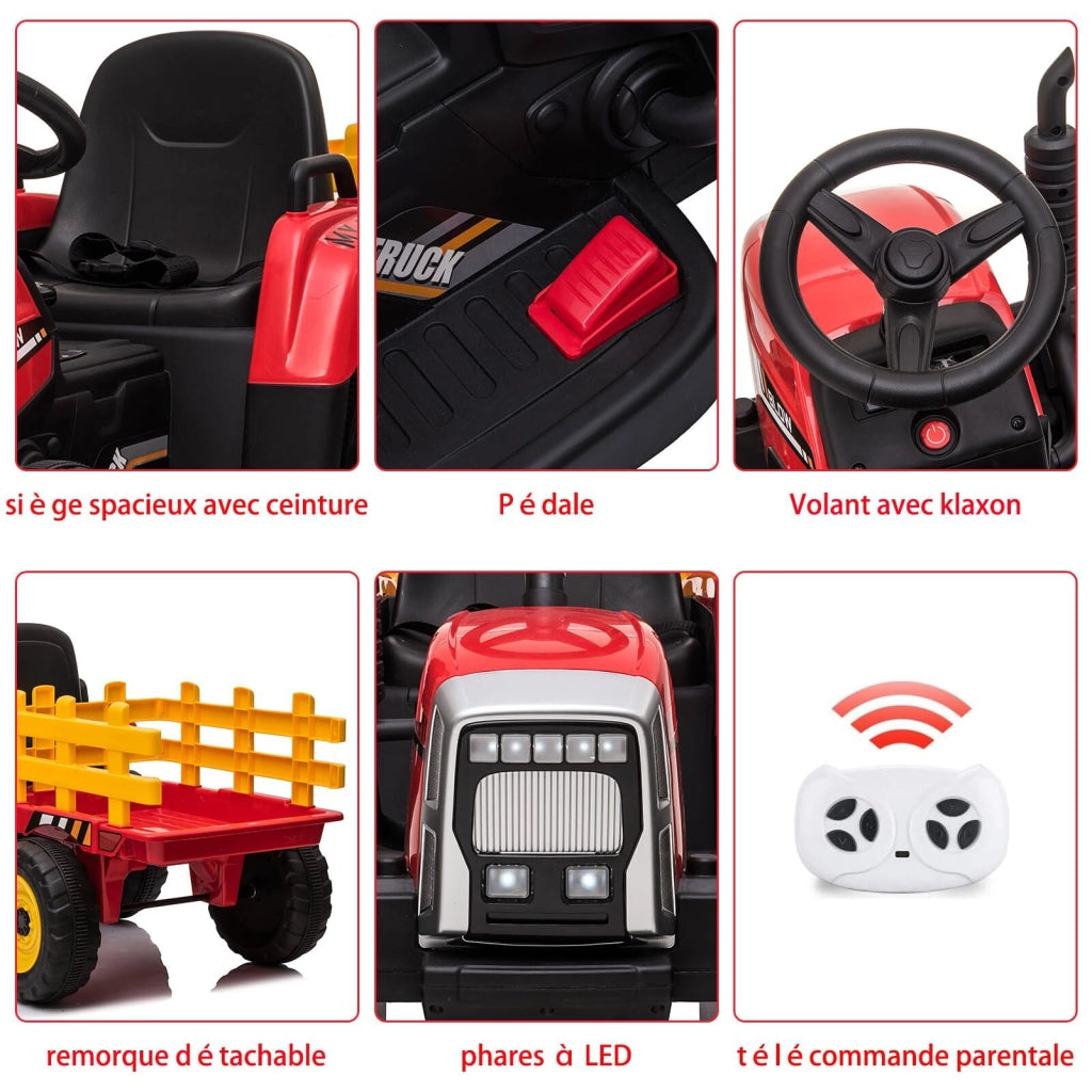 Trattore Elettrico per Bambini 12V con Rimorchio; Telecomando 2