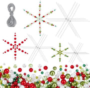 Decorazioni per Natale - Set di 595 pezzi - Fili di metallo 3,7/4,5/5,9 pollici - Perle metalliche 4/6/8 mm - Ornamenti di Natale - Decorazione artigianale - Inclusi 24 modelli di filo - Decorazione per Natale