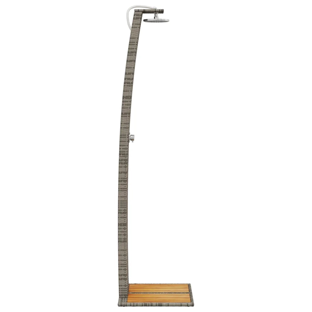 Doccia da Esterno Grigia 55x60x224 cm Polyrattan e Legno Acacia CFW9580001