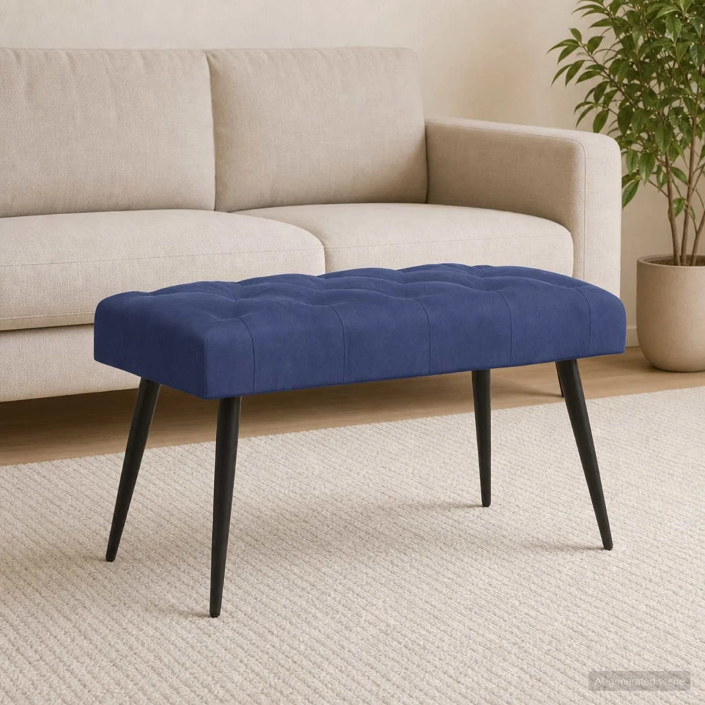 Panchina con bottoni imbottiti Blu Polizia 80 x 40 x 46 cm 42038569