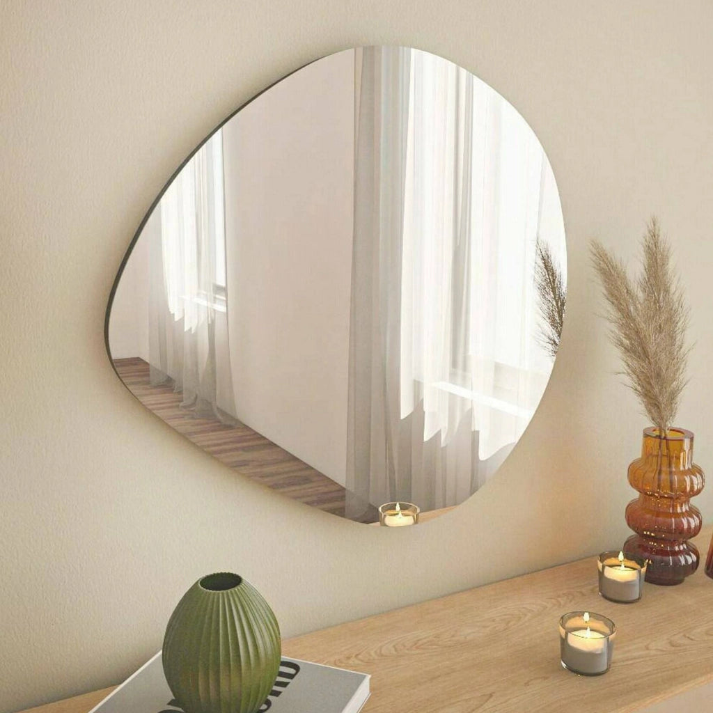 Specchio Eusebia, Specchiera, Articolo d'arredo a muro, Decorazione con specchio, 60x2h60 cm, Nero
