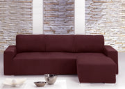 Copridivano Con Penisola Chaise Longue Tinta Unita Bordeaux Mod Capri - Destra - Bordeaux