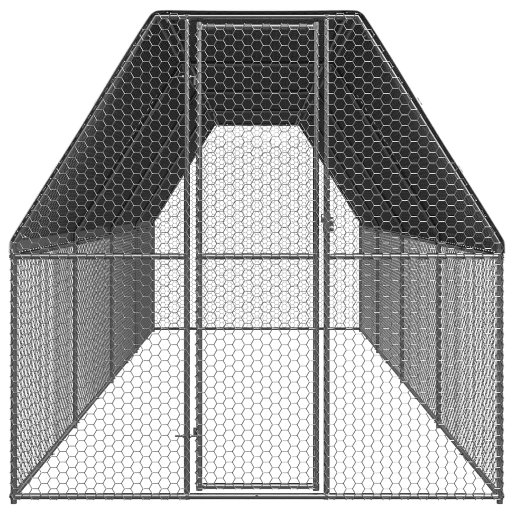 Pollaio da esterno 2 x 8 x 2 m in acciaio zincato con tetto impermeabile 02_0001691