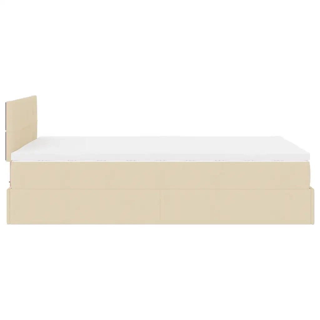 Struttura Letto Pouf con Materasso Crema 120x200 cm in Tessuto 3311454