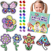 Set di attività per bambini - Gioiello da gioco - Set di pittura con pietre preziose a tema fiore - Pietra preziosa 5D - Gioiello da gioco diamante arte manuale - Età 6-12