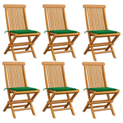 Sedie da Giardino con Cuscini Verdi 6 pz in Massello di Teak cod mxl 7243