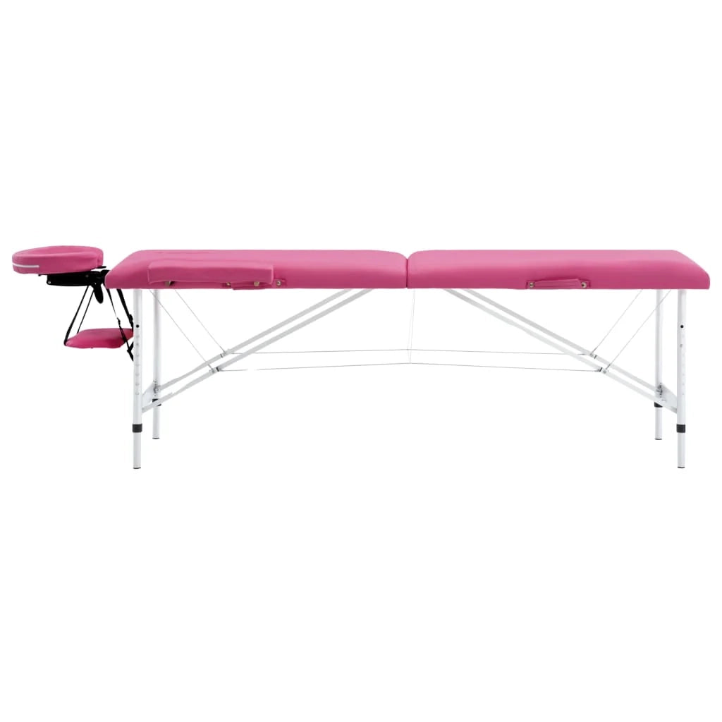 Lettino da massaggio pieghevole a 2 sezioni acciaio inox rosa 02_0001809