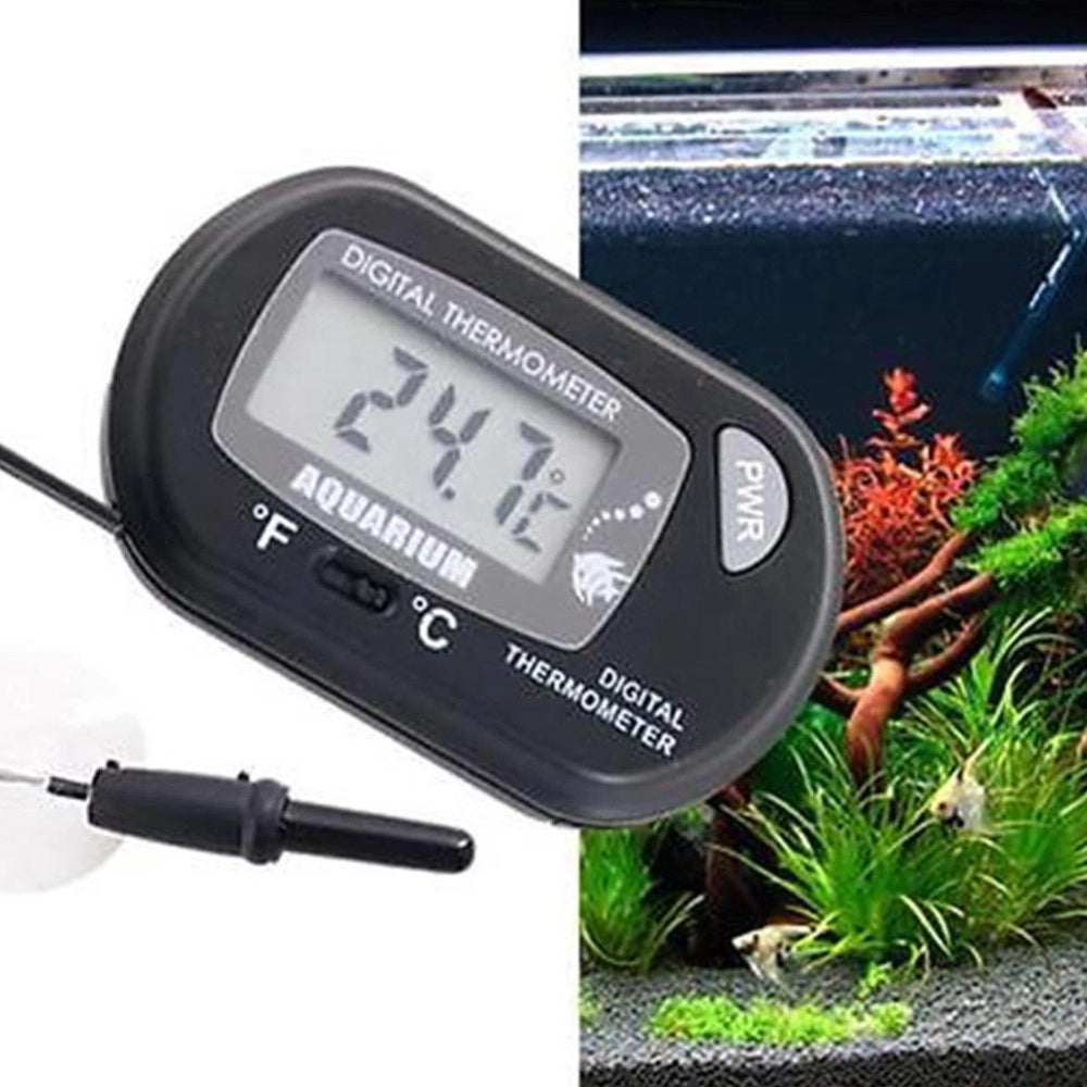 Trade Shop - Termometro Digitale A Ventosa Sonda Dispaly Lcd -50 A 70° Per Acquario Pesci -
