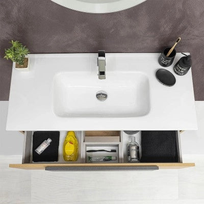 Lavabo da incasso 100x46 cm in ceramica bianco lucido