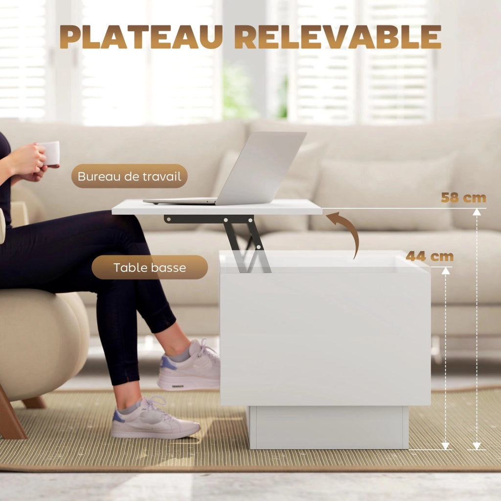 Tavolino da salotto con vano nascosto e 2 cassetti ¨C Minimal ¨C bianco 100x50x44