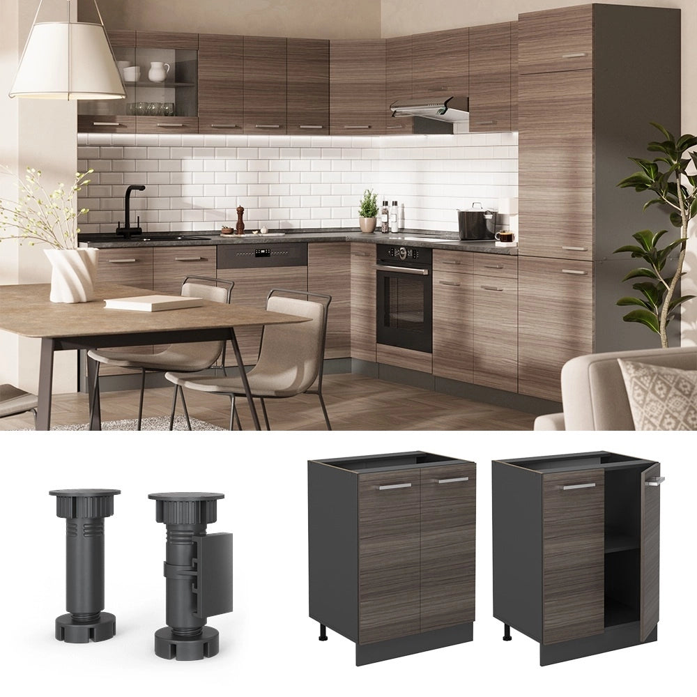 Mobiletto base cucina R-Line Grigio nobile/Antracite 60 cm, PL Rovere Vicco