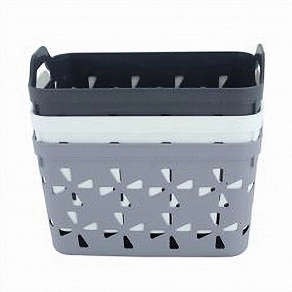 Trade Shop - Cesto Porta Oggetti Cestino Porta Tutto Con Maniglie 26x17x17 Cm Assortiti 10725 -