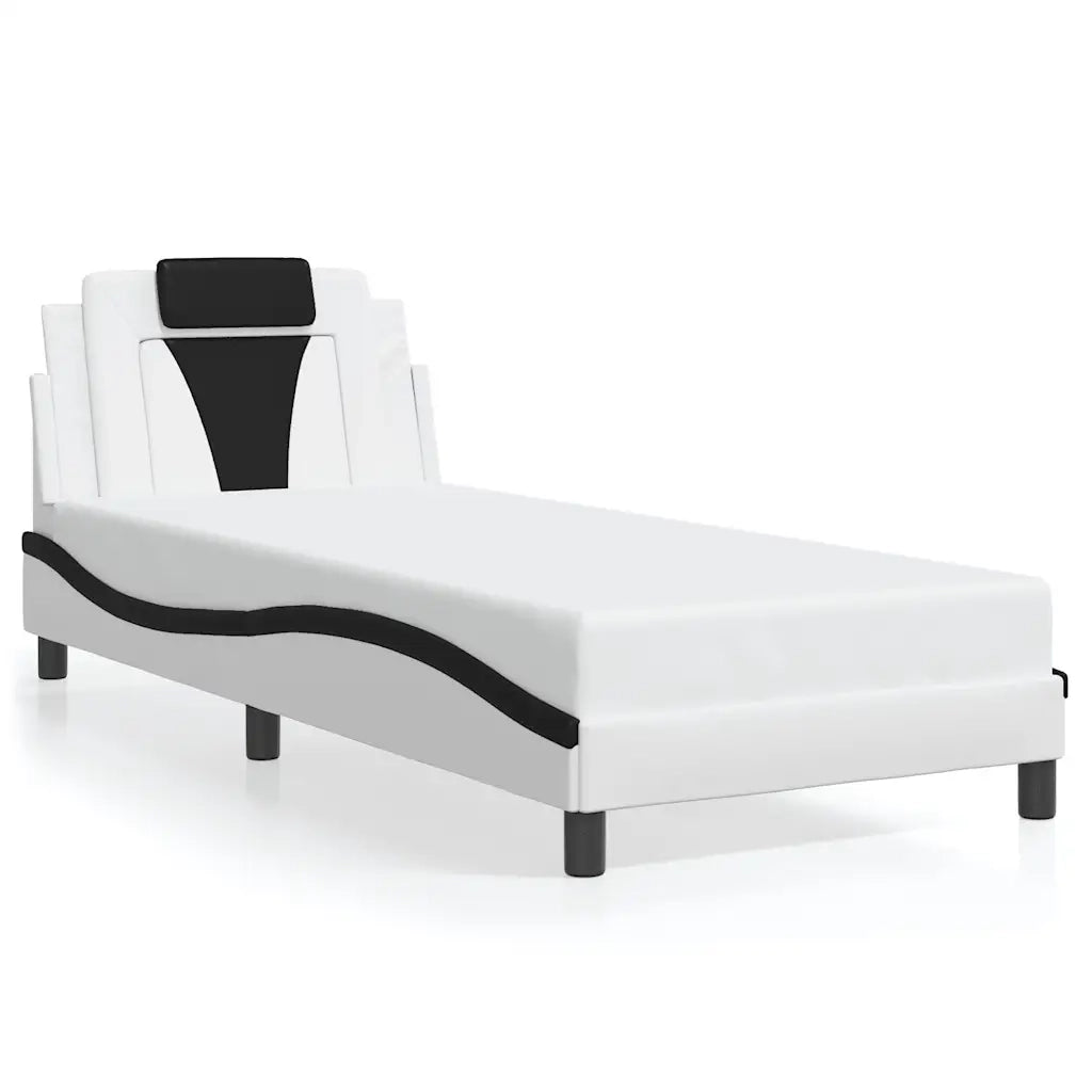 Giroletto con Testiera Bianco e Nero 90x200 cm in Similpellecod mxl 115081