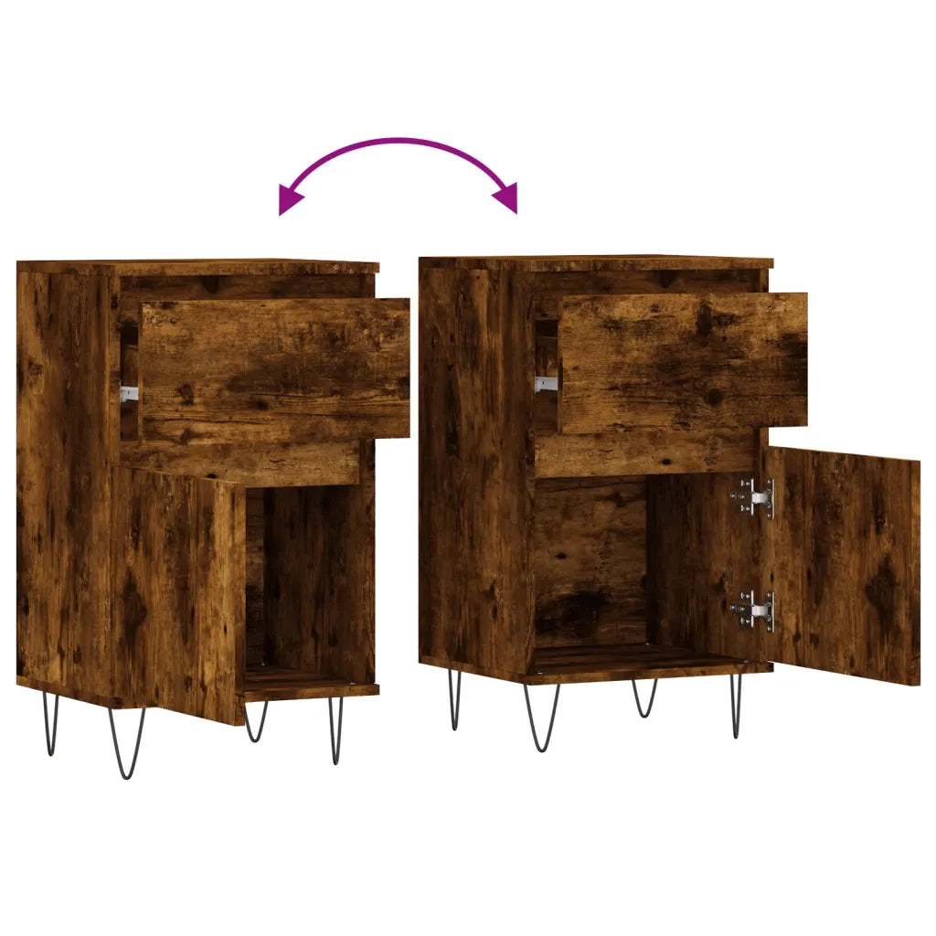 Credenze 2 pz | Madia | Buffet da pranzo | Armadio da pranzo Rovere Fumo 40x35x70 cm in Legno Multistrato