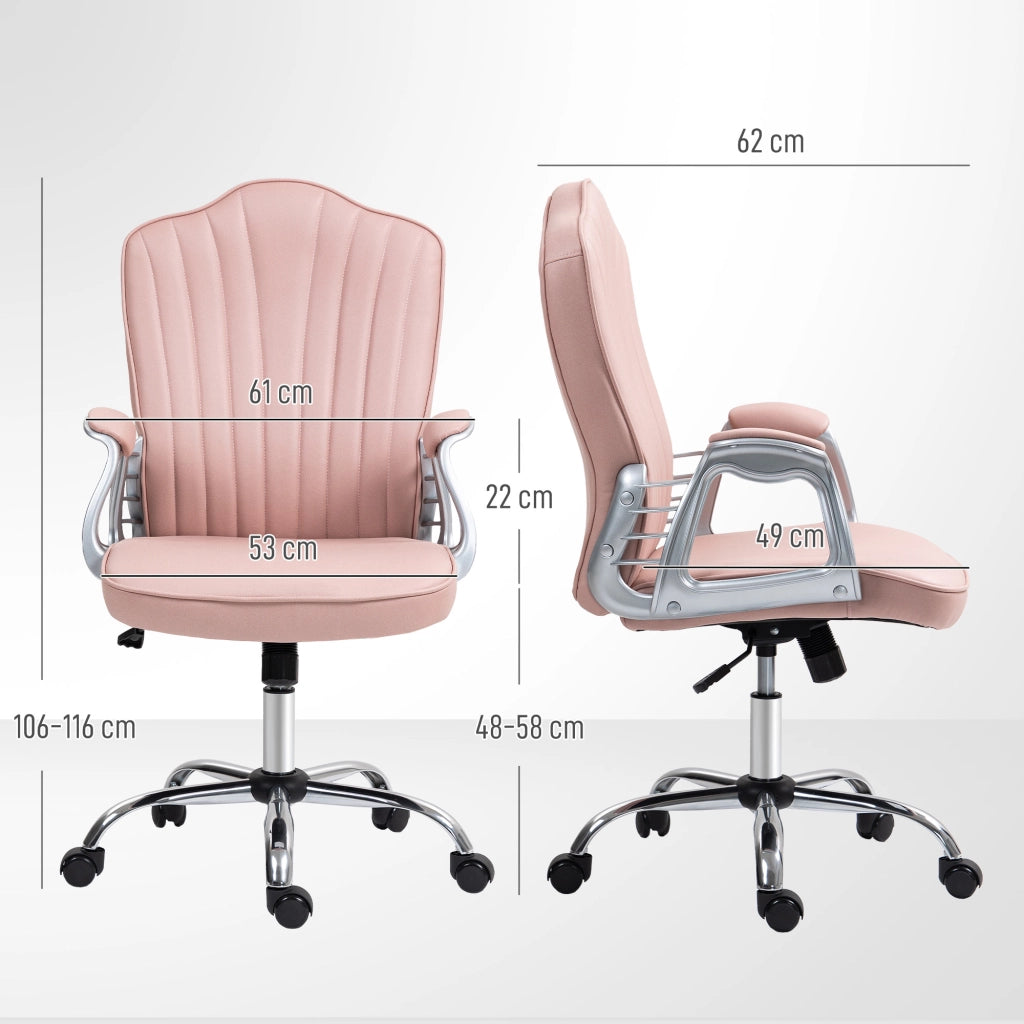 Sedia da Ufficio Girevole Regolabile con Braccioli Schienale Curvato Funzione Basculante ¨C Xylo ¨C Rosa